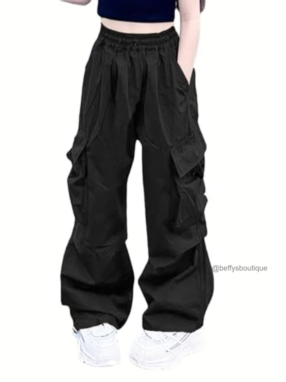 Girls Cargo Pants with Pockets, Drawstring Waist